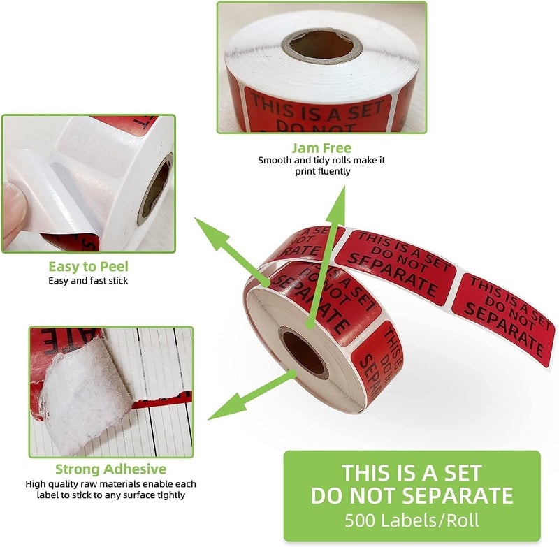 Anylabel 1" x 2" This is a Set Do Not Separate Stickers, Fluorescent Red Packing Labels for Shipping Bundle Sets and Multi-Pack Products Permanent Adhesive (2 Rolls, Total 1000 Labels) - Image 3